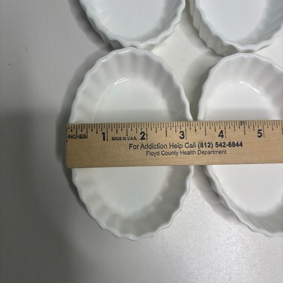 Crate & Barrel 4 Mini Oval Fluted White Ramekins - Picture 3 of 7